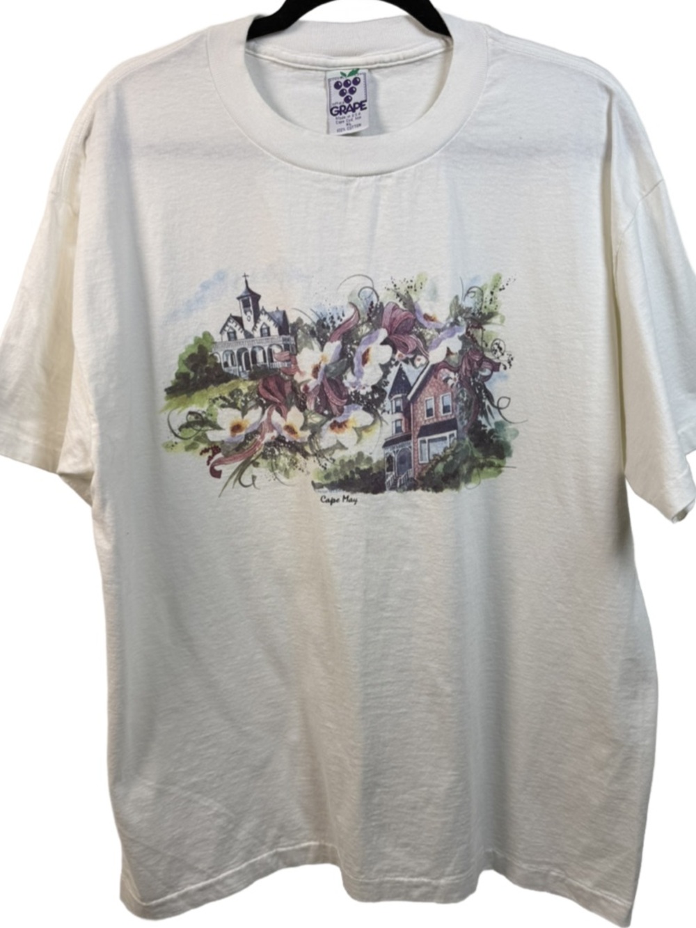 Vintage 1992 Cape May Floral & House Graphic Tee